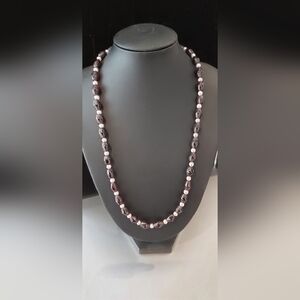 17" Genuine Garnet and Pearl Necklace